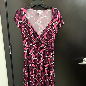 Leota Women's Geometric Pink and Purple Dress